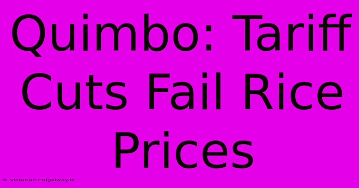 Quimbo: Tariff Cuts Fail Rice Prices