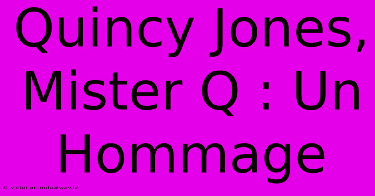 Quincy Jones, Mister Q : Un Hommage