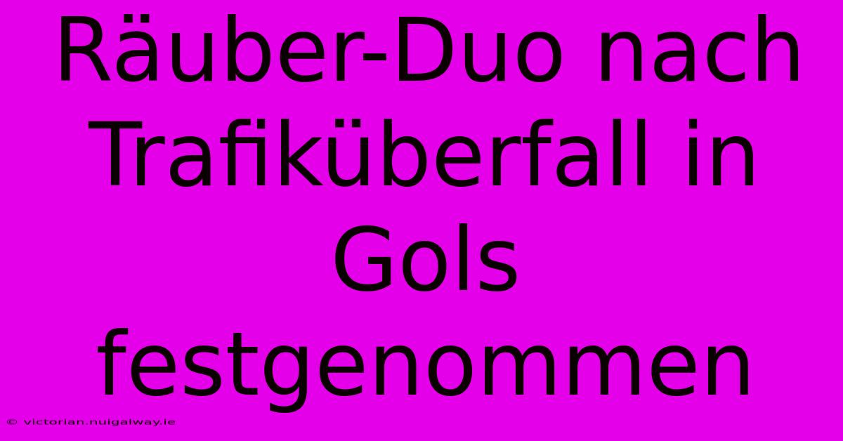 Räuber-Duo Nach Trafiküberfall In Gols Festgenommen 