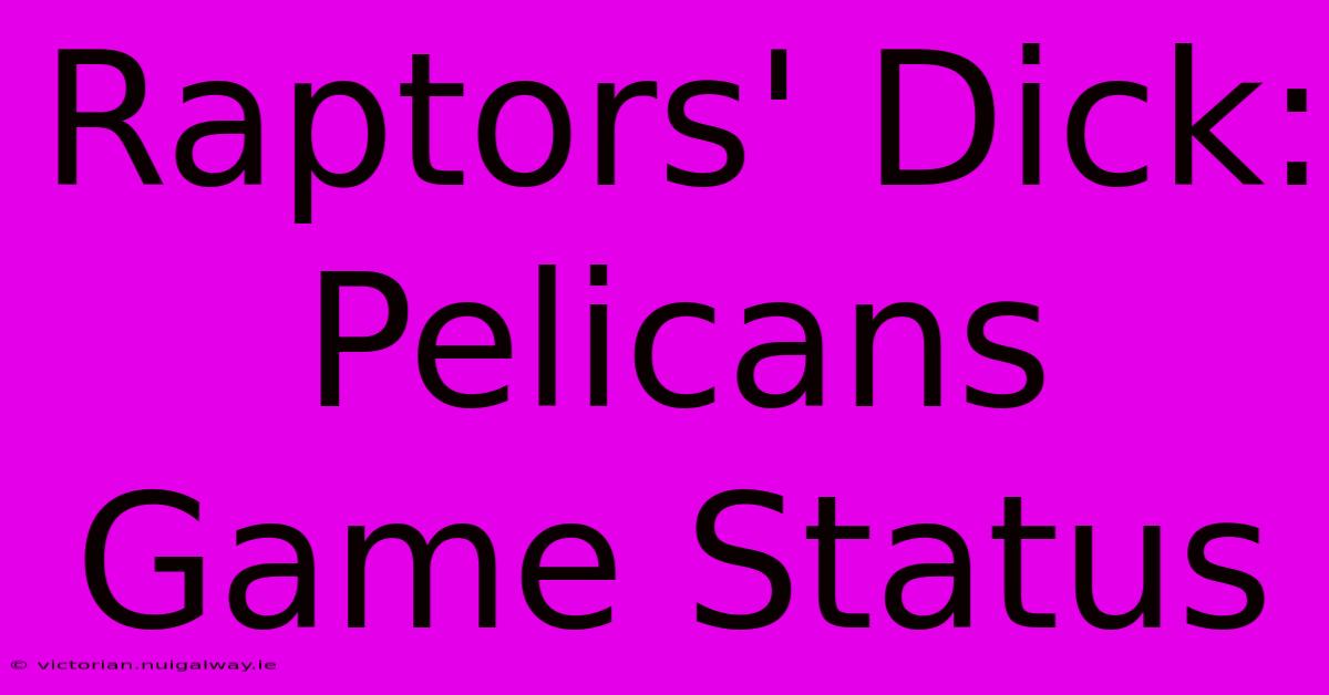 Raptors' Dick: Pelicans Game Status