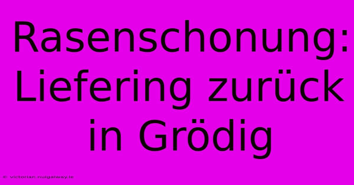 Rasenschonung: Liefering Zurück In Grödig