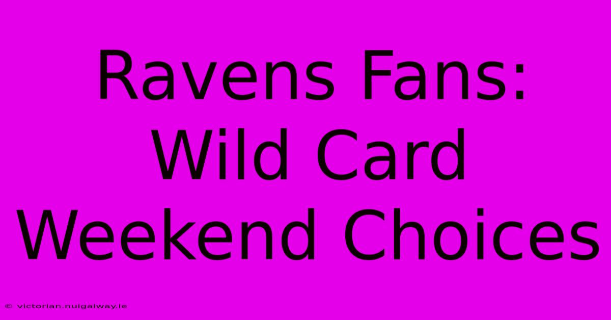 Ravens Fans: Wild Card Weekend Choices