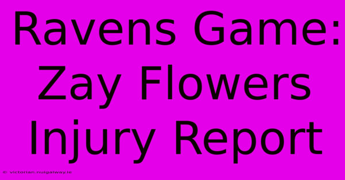 Ravens Game: Zay Flowers Injury Report