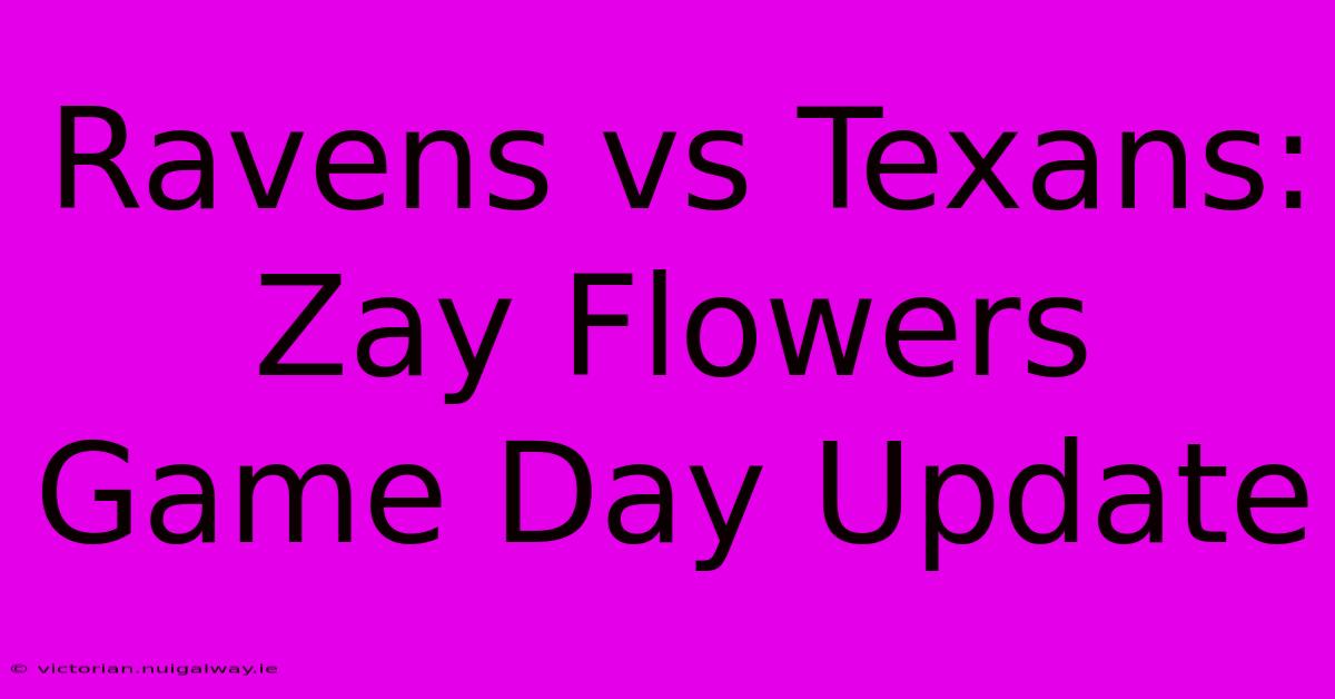 Ravens Vs Texans: Zay Flowers Game Day Update