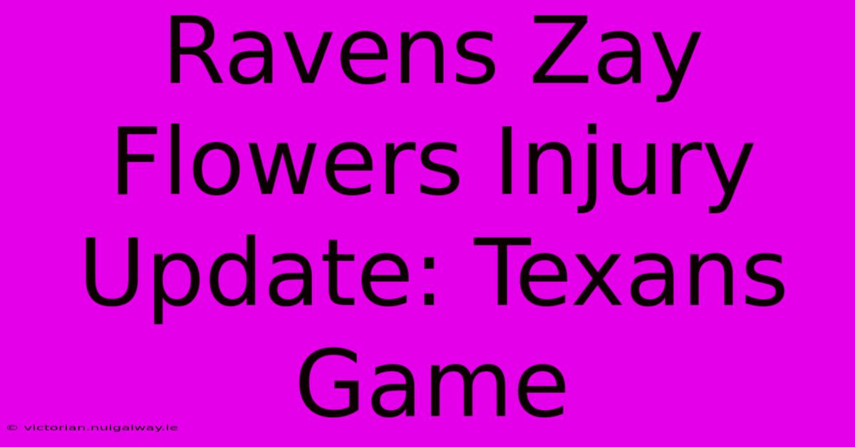 Ravens Zay Flowers Injury Update: Texans Game