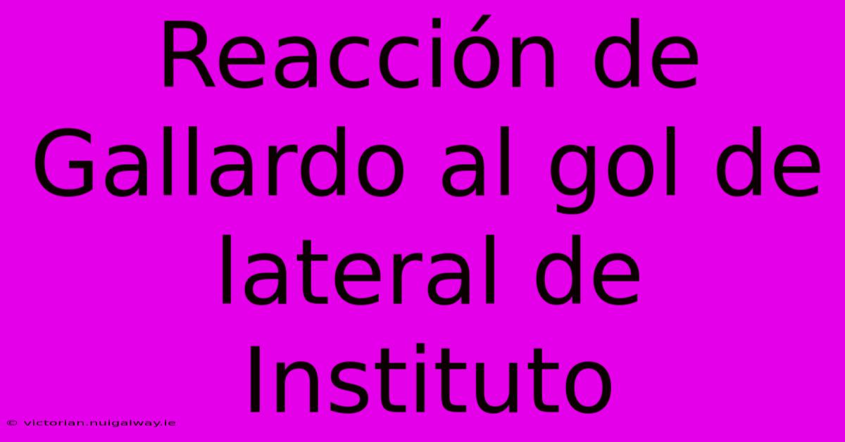 Reacción De Gallardo Al Gol De Lateral De Instituto 