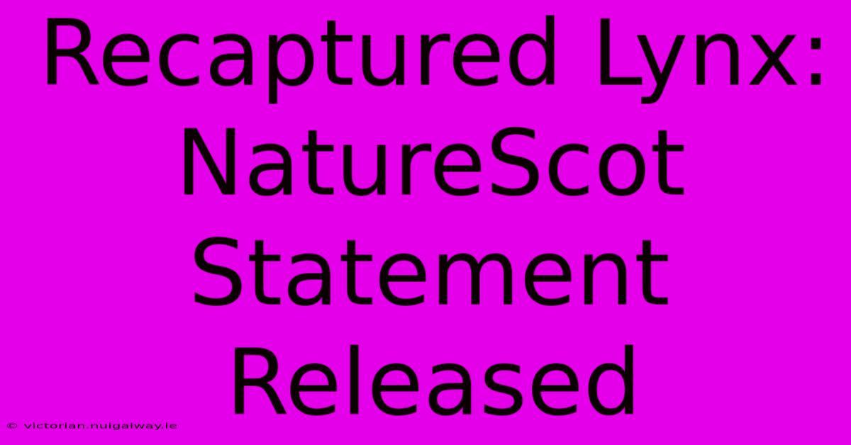 Recaptured Lynx: NatureScot Statement Released