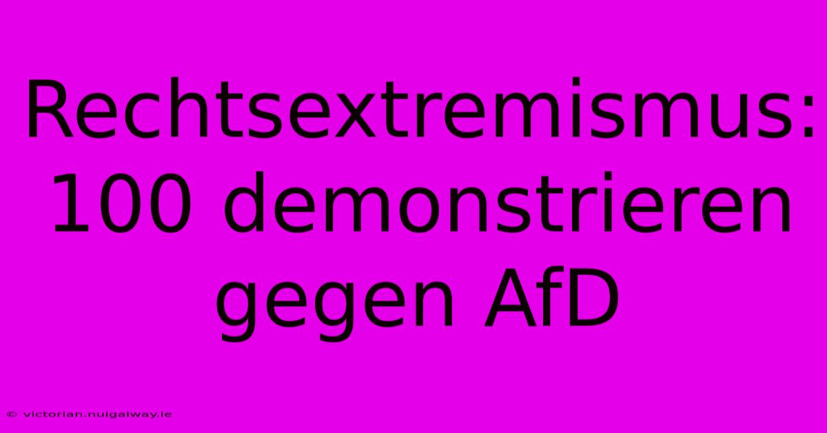 Rechtsextremismus: 100 Demonstrieren Gegen AfD 