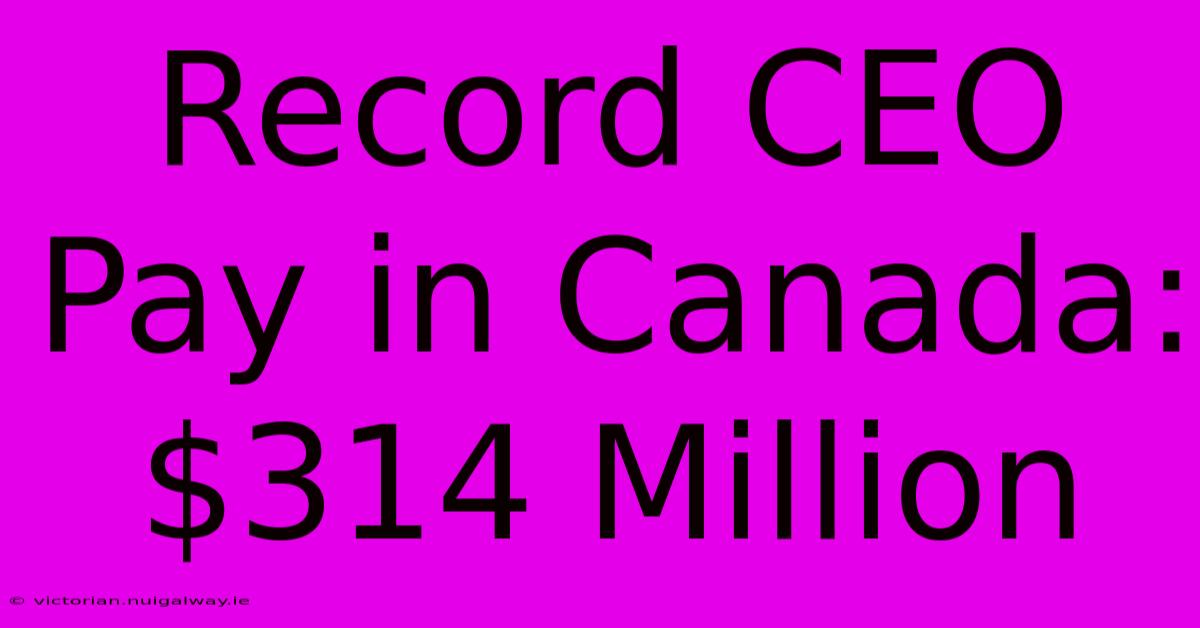 Record CEO Pay In Canada: $314 Million