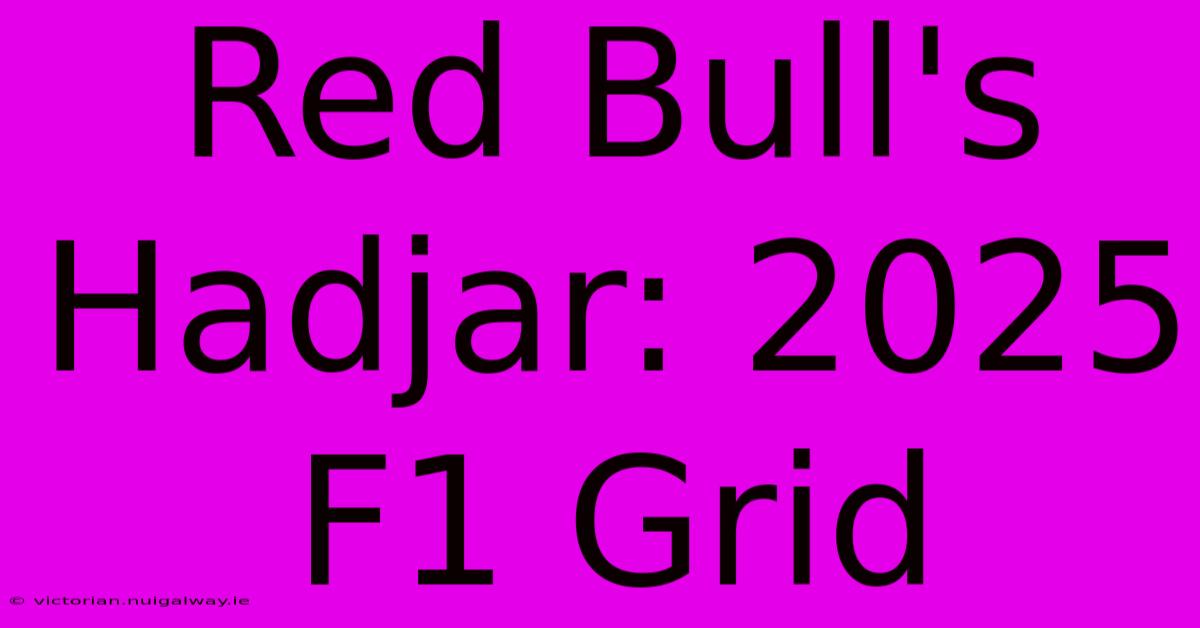 Red Bull's Hadjar: 2025 F1 Grid