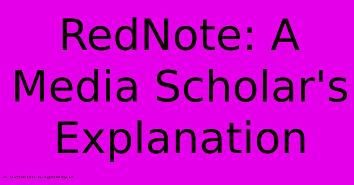 RedNote: A Media Scholar's Explanation