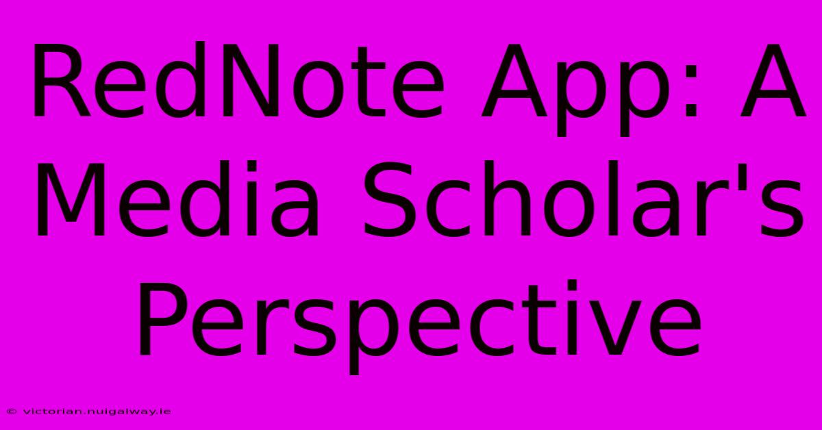 RedNote App: A Media Scholar's Perspective