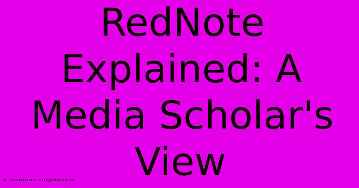 RedNote Explained: A Media Scholar's View