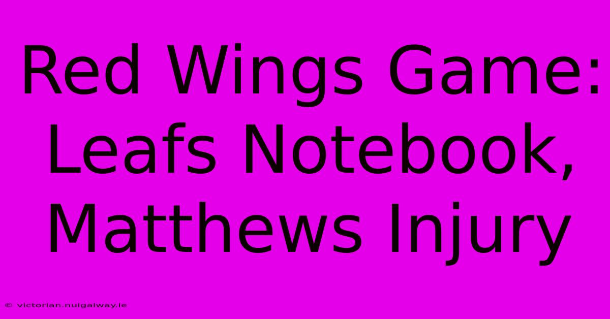 Red Wings Game: Leafs Notebook, Matthews Injury 