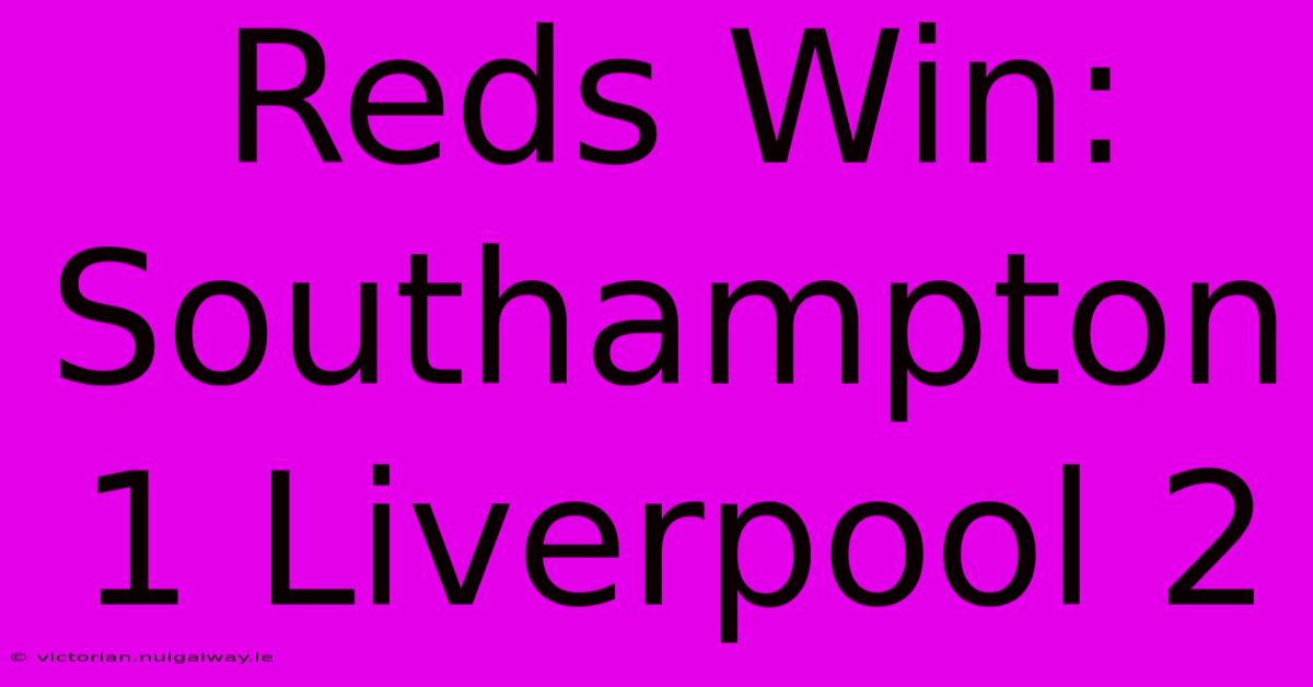 Reds Win: Southampton 1 Liverpool 2