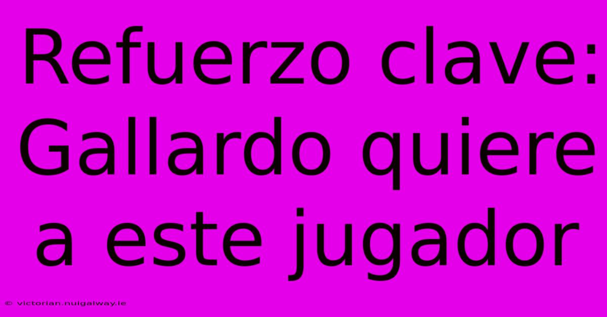 Refuerzo Clave: Gallardo Quiere A Este Jugador
