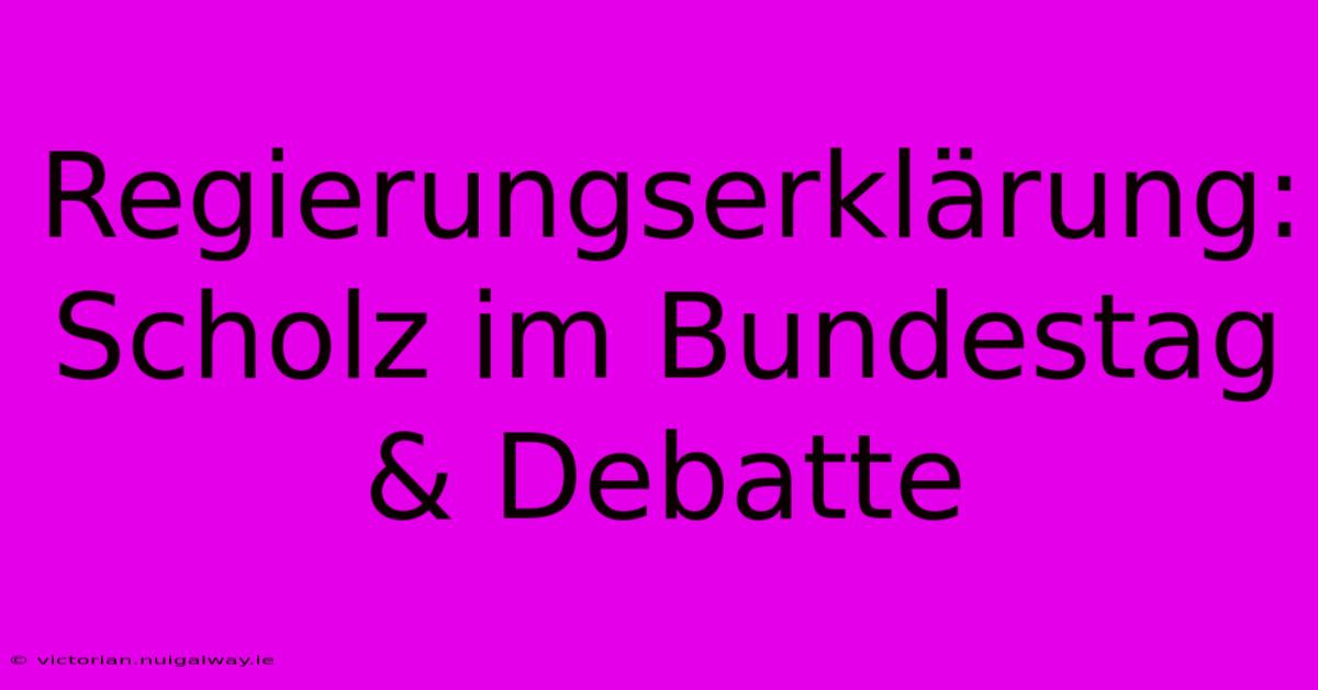 Regierungserklärung: Scholz Im Bundestag & Debatte