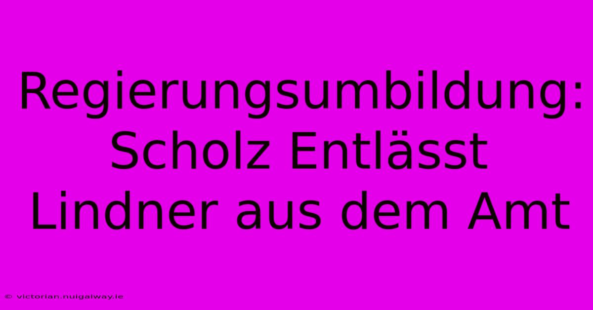 Regierungsumbildung: Scholz Entlässt Lindner Aus Dem Amt 