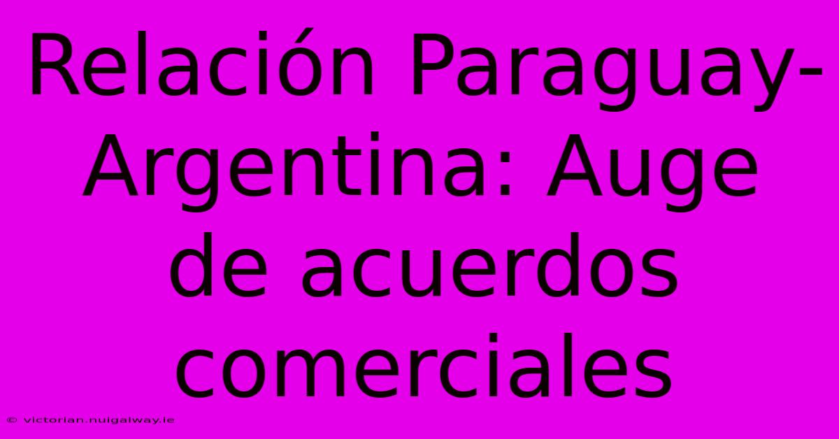 Relación Paraguay-Argentina: Auge De Acuerdos Comerciales