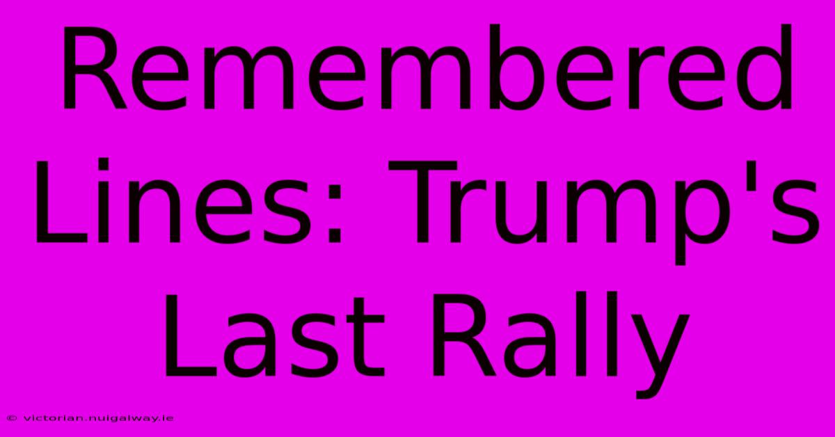 Remembered Lines: Trump's Last Rally