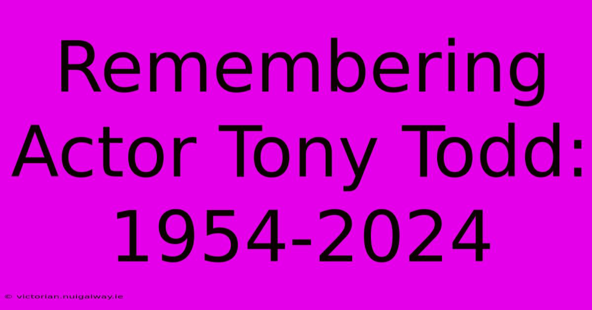 Remembering Actor Tony Todd: 1954-2024