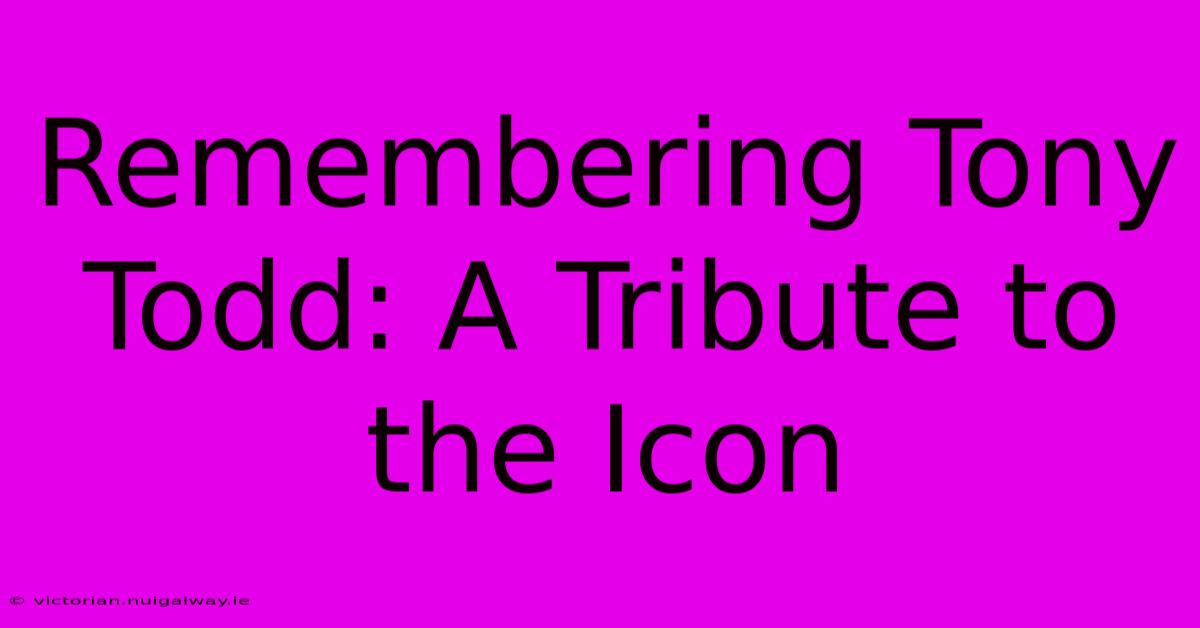 Remembering Tony Todd: A Tribute To The Icon 