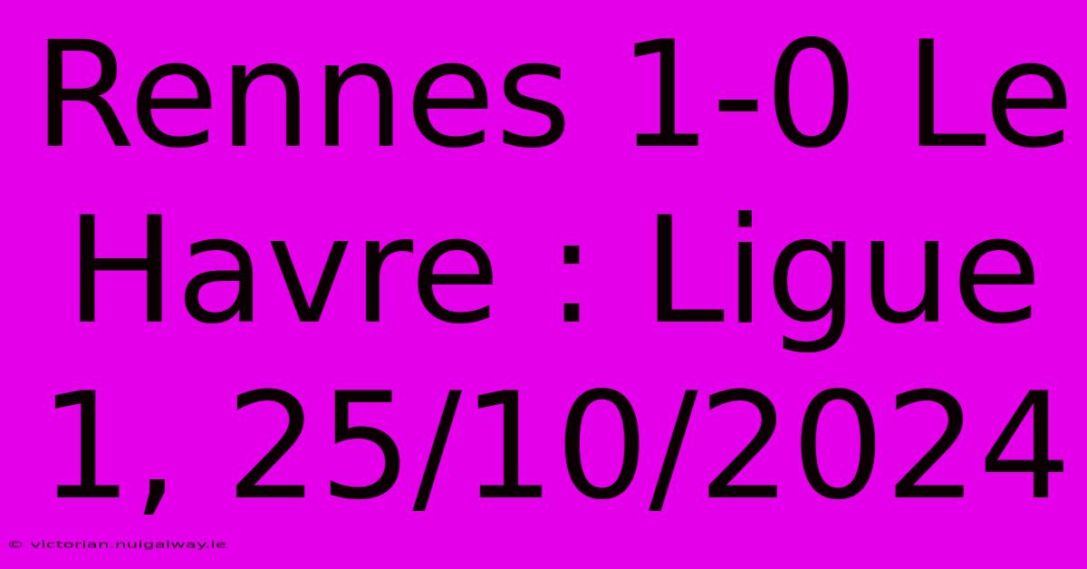 Rennes 1-0 Le Havre : Ligue 1, 25/10/2024 