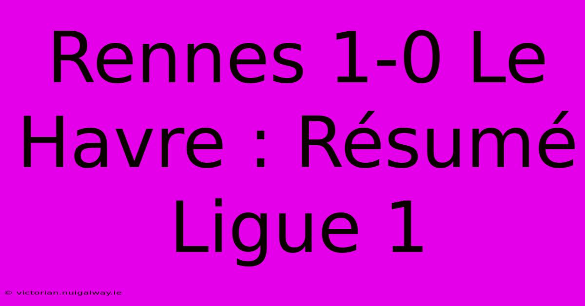 Rennes 1-0 Le Havre : Résumé Ligue 1