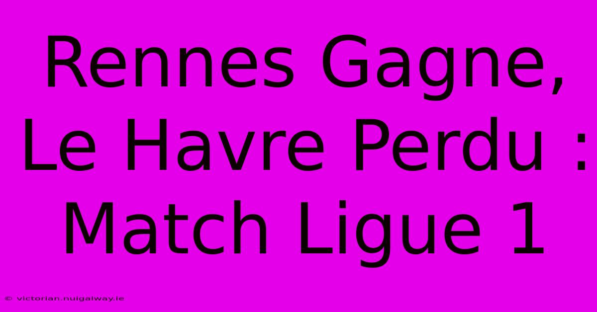 Rennes Gagne, Le Havre Perdu : Match Ligue 1