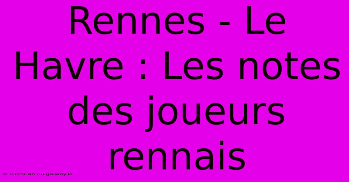 Rennes - Le Havre : Les Notes Des Joueurs Rennais