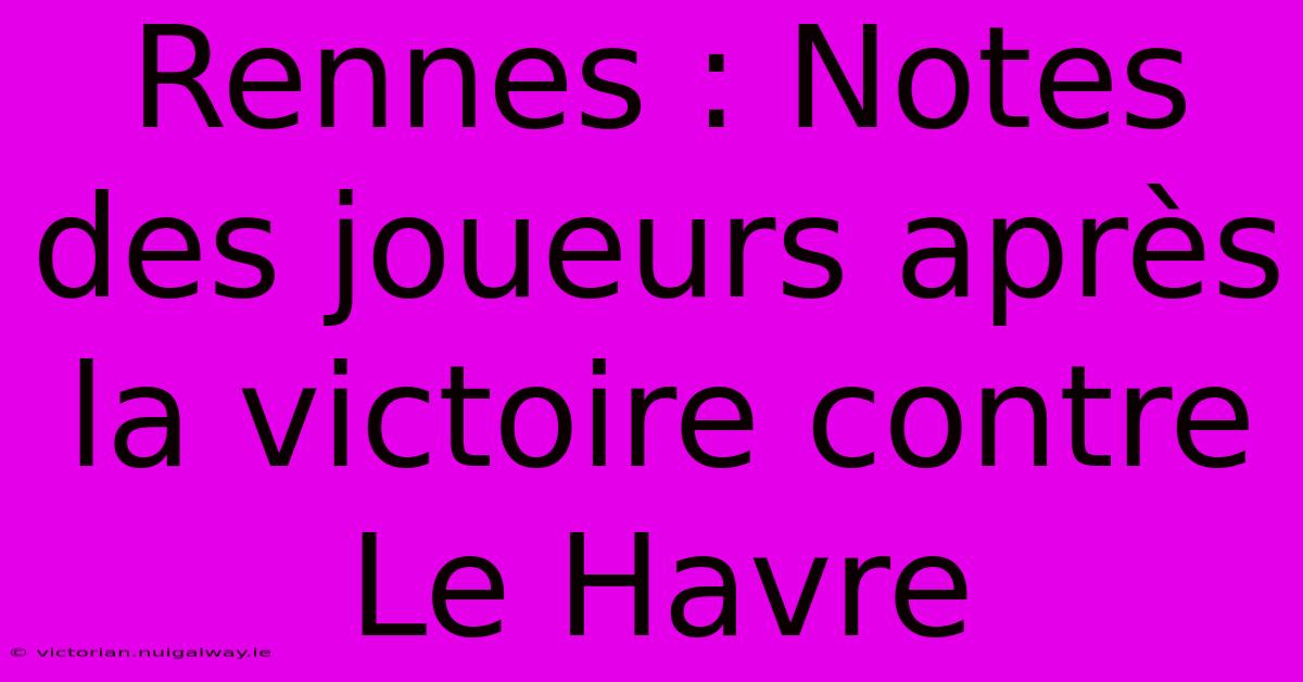 Rennes : Notes Des Joueurs Après La Victoire Contre Le Havre