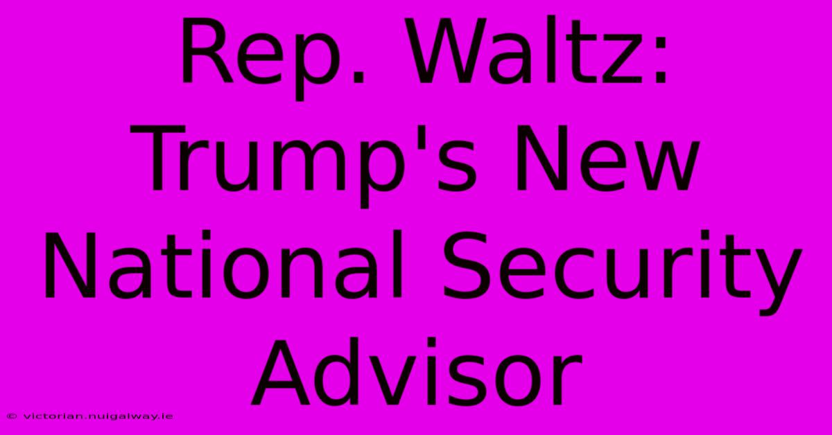 Rep. Waltz: Trump's New National Security Advisor