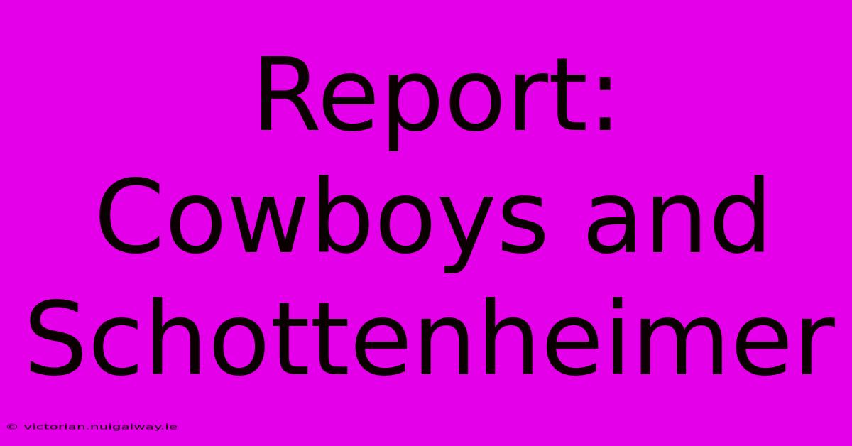 Report: Cowboys And Schottenheimer