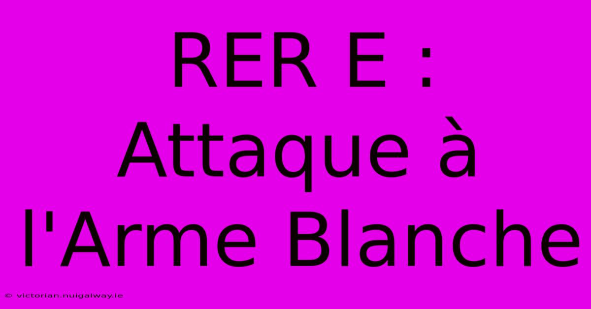 RER E : Attaque À L'Arme Blanche 