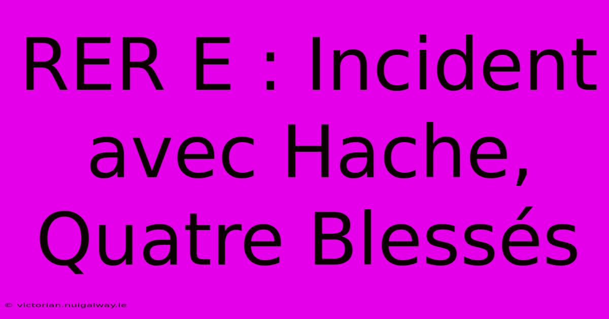 RER E : Incident Avec Hache, Quatre Blessés