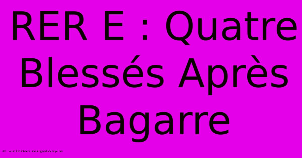 RER E : Quatre Blessés Après Bagarre