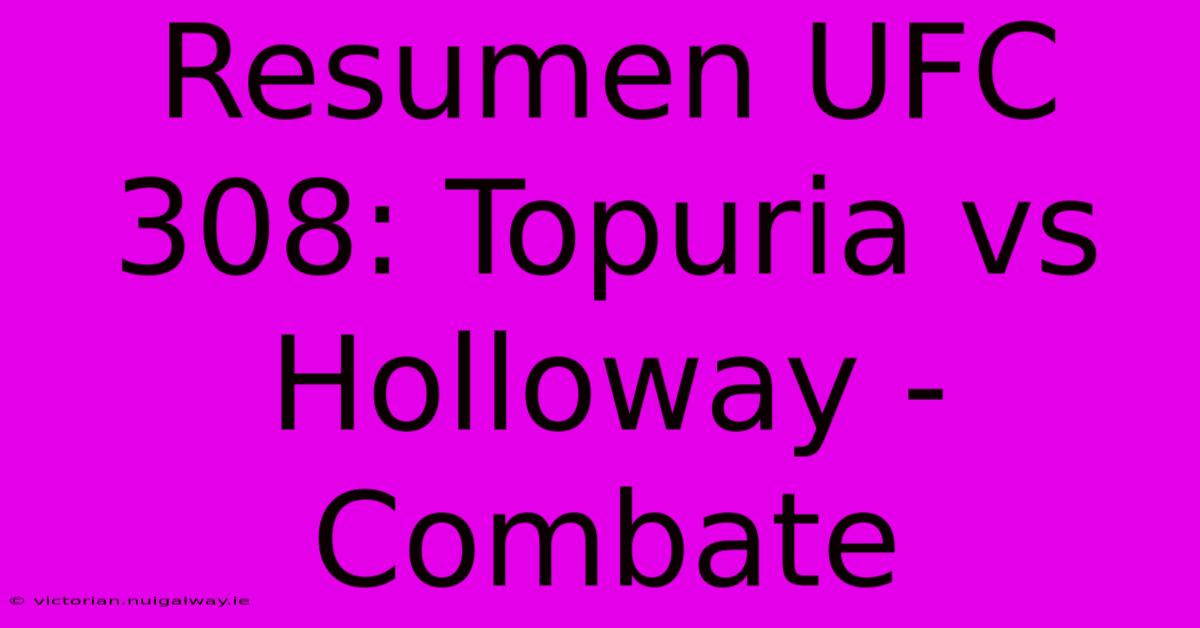 Resumen UFC 308: Topuria Vs Holloway - Combate 