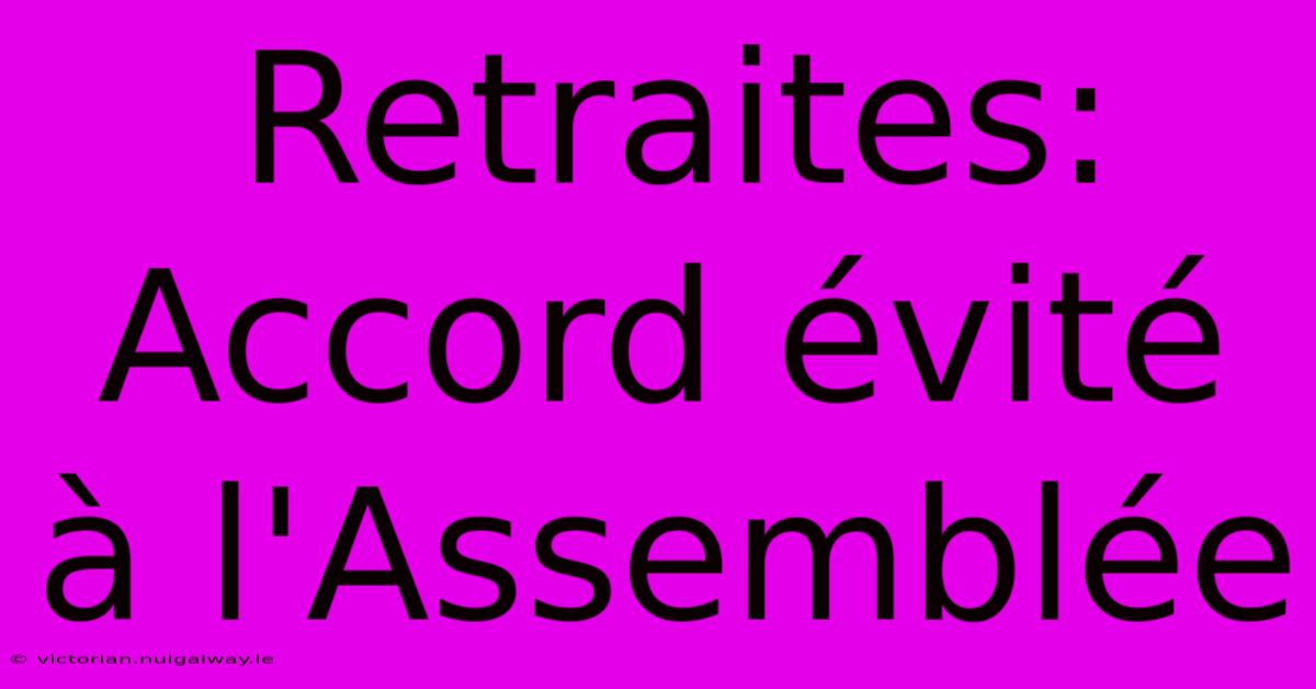 Retraites: Accord Évité À L'Assemblée