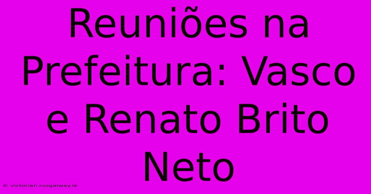 Reuniões Na Prefeitura: Vasco E Renato Brito Neto