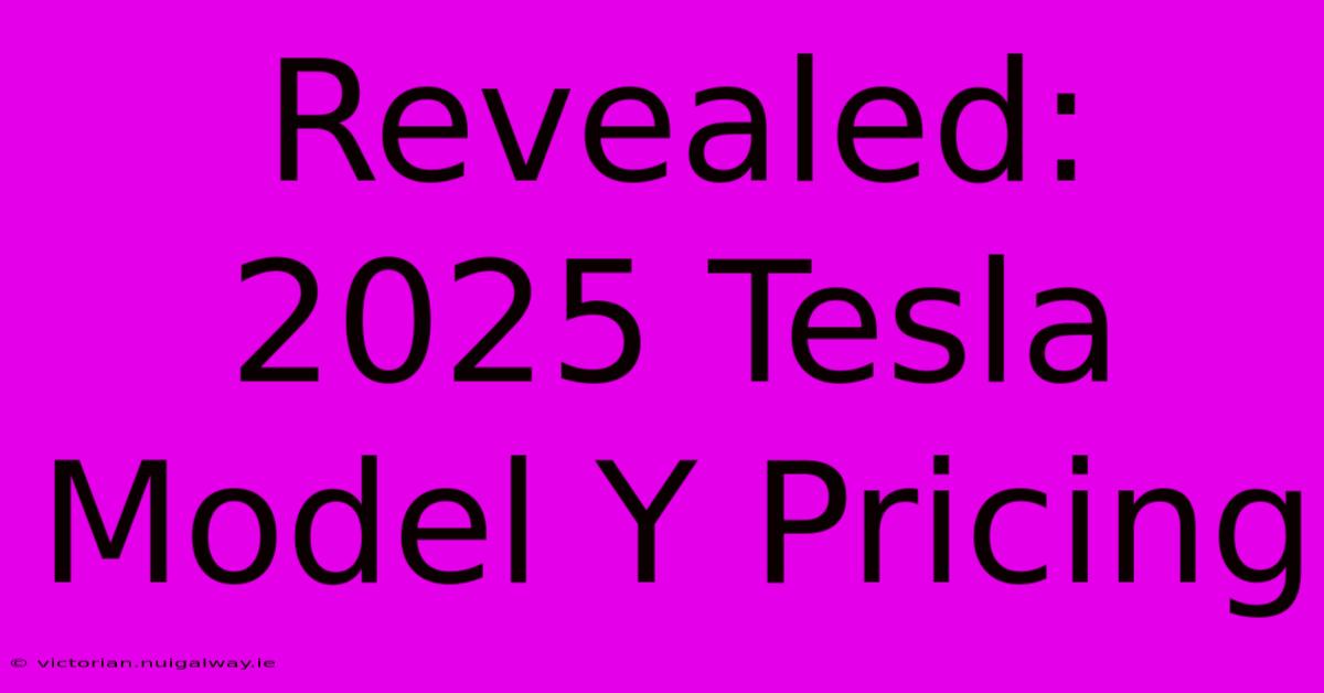 Revealed: 2025 Tesla Model Y Pricing