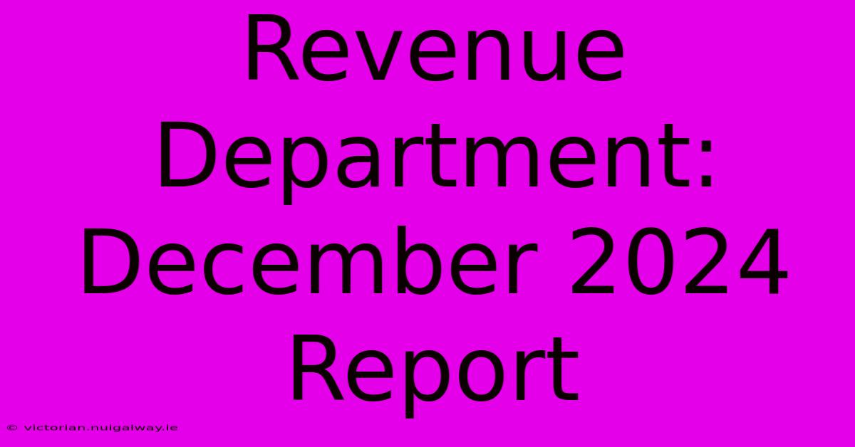 Revenue Department: December 2024 Report