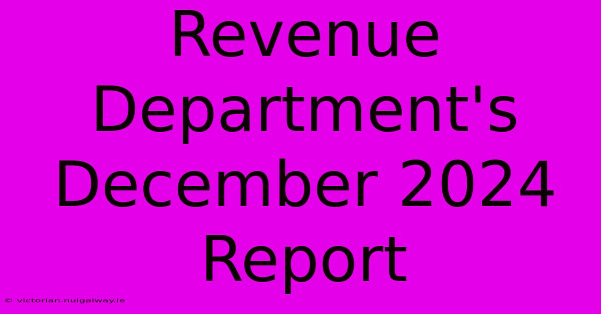 Revenue Department's December 2024 Report