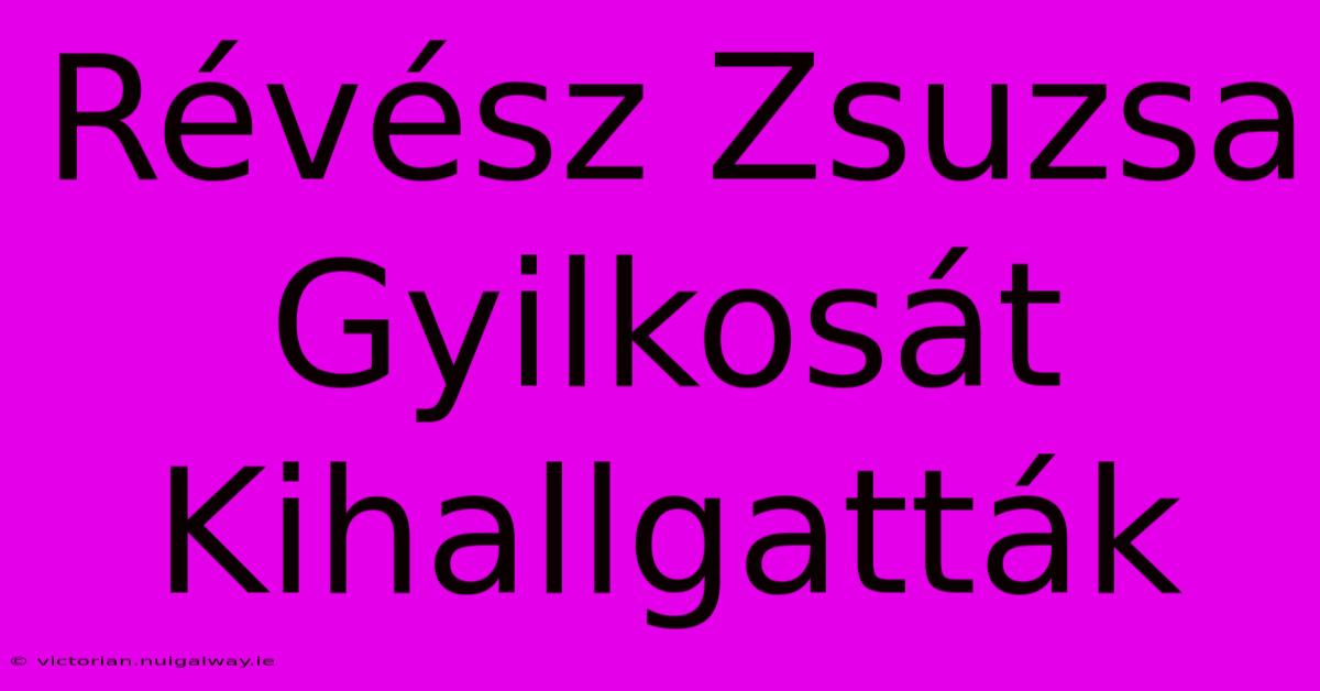 Révész Zsuzsa Gyilkosát Kihallgatták