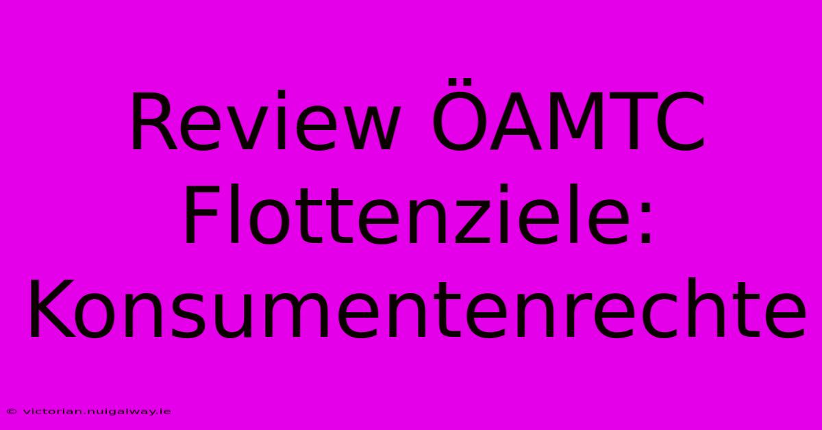 Review ÖAMTC Flottenziele:  Konsumentenrechte