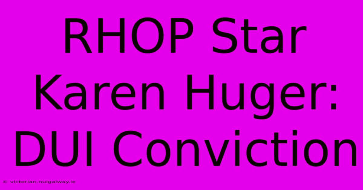 RHOP Star Karen Huger: DUI Conviction