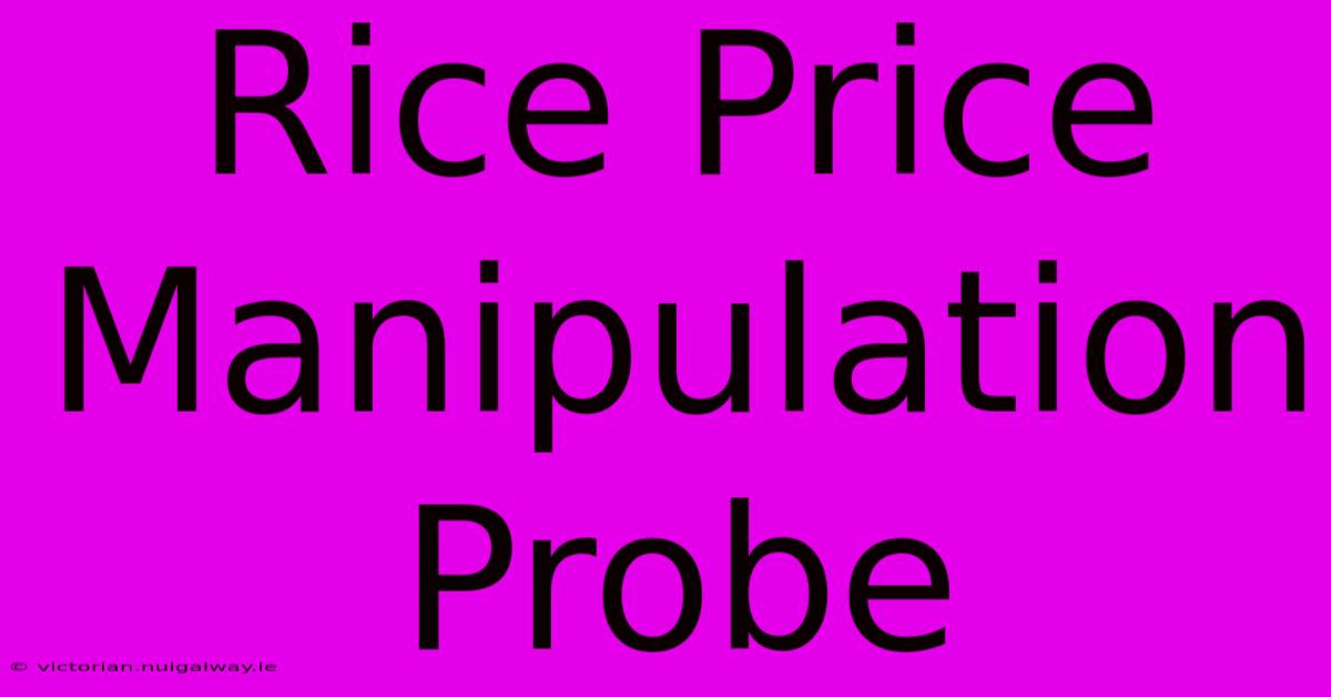 Rice Price Manipulation Probe