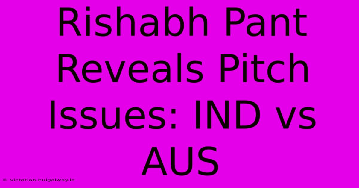 Rishabh Pant Reveals Pitch Issues: IND Vs AUS