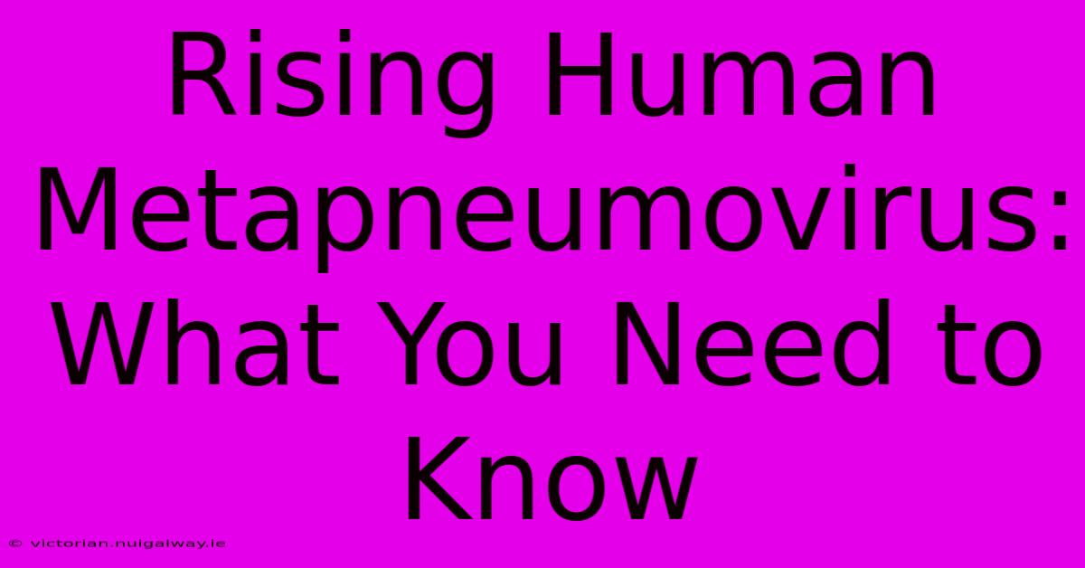 Rising Human Metapneumovirus: What You Need To Know