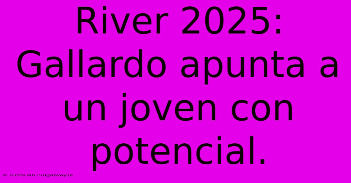 River 2025: Gallardo Apunta A Un Joven Con Potencial. 