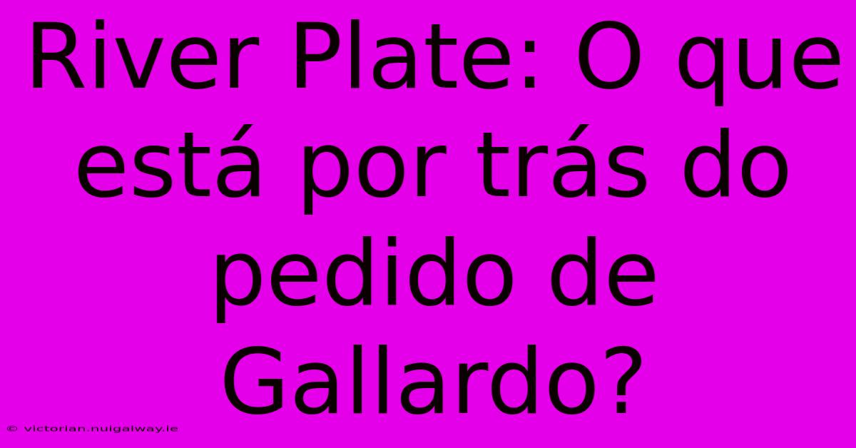 River Plate: O Que Está Por Trás Do Pedido De Gallardo?